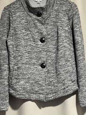 Cabi Hourglass Jacket High Low Hem Pockets Heathered Grey Size M